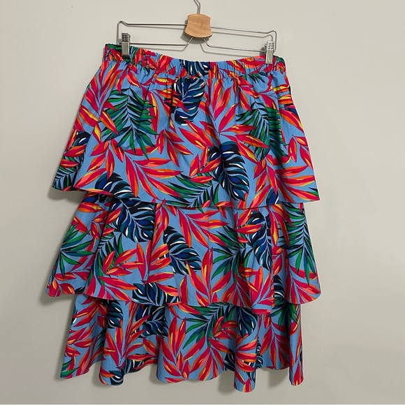 Tabitha Brown for Target Tropical Print Tiered Midi Skirt NWT Women’s Size Large - Picture 5 of 11